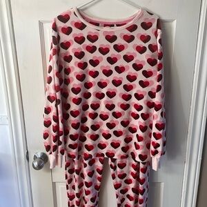 Kate Spade Pajamas Set Heart Pattern Longsleeve Top with Pants women’s size XL